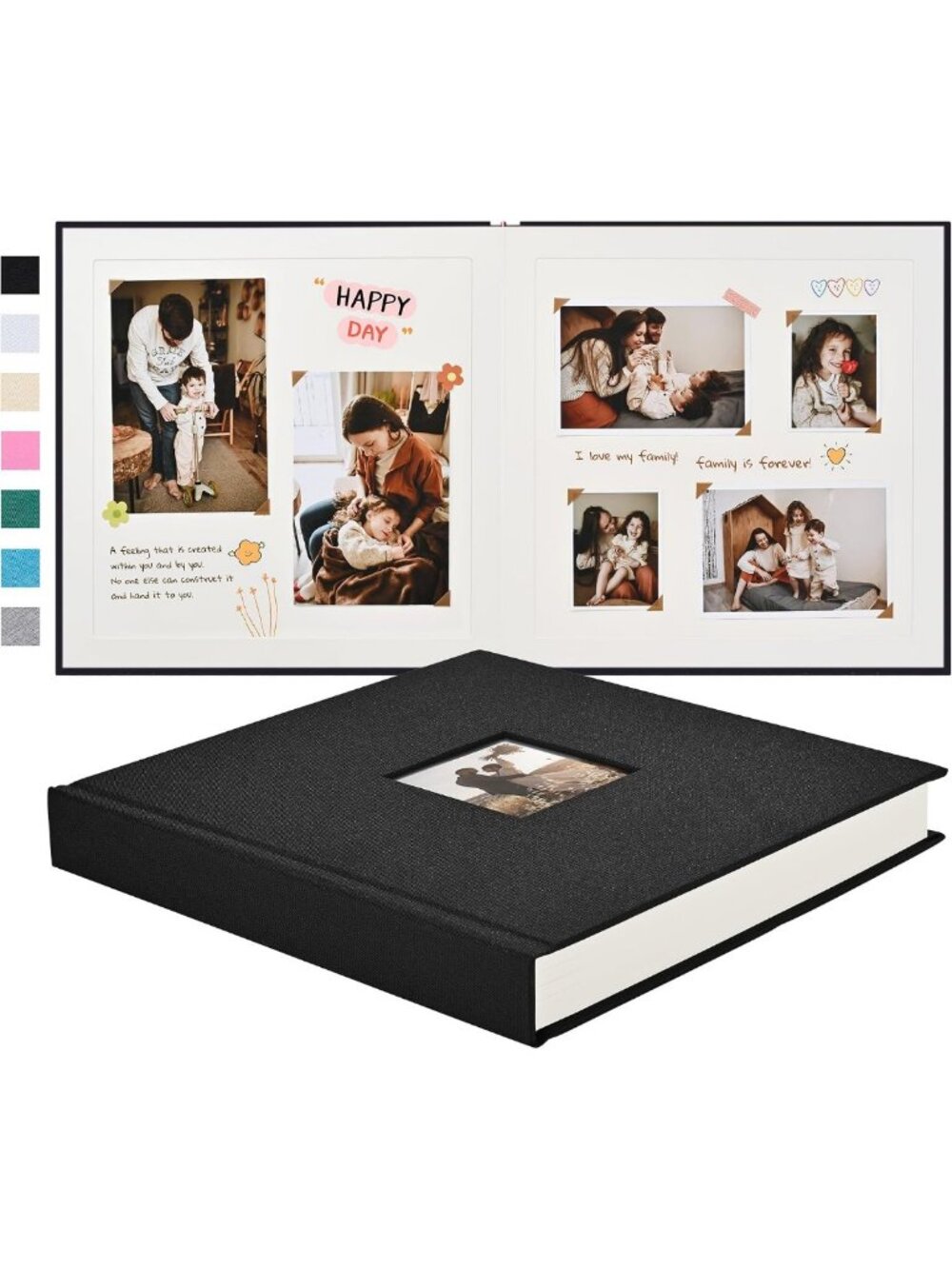 DIY Scrapbook Album 10x10 Inch, Linen Hardcover, 40 Pages, Black Memory Book